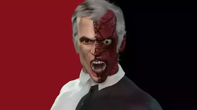 Two Face Batman 3D Model Low-poly 3D model