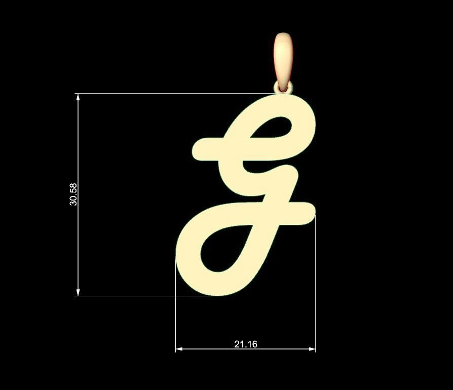 Initial Letters Pendant Harlow G 3D print model_4