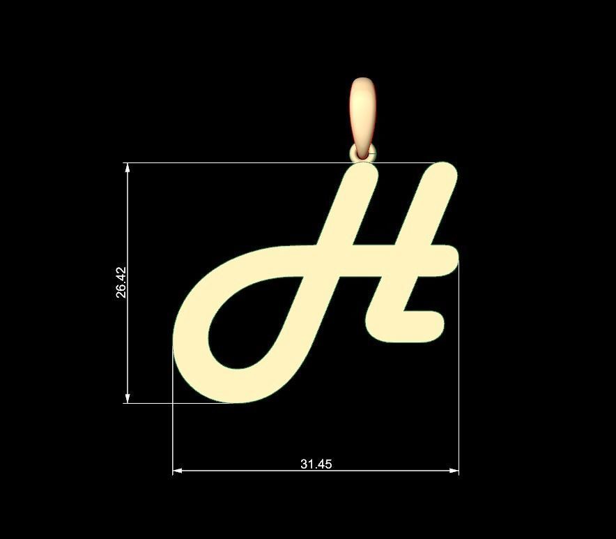 Initial Letters Pendant Harlow H 3D print model_4