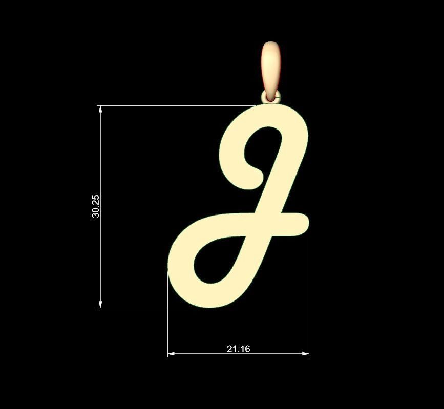 Initial Letters Pendant Harlow J 3D print model_4