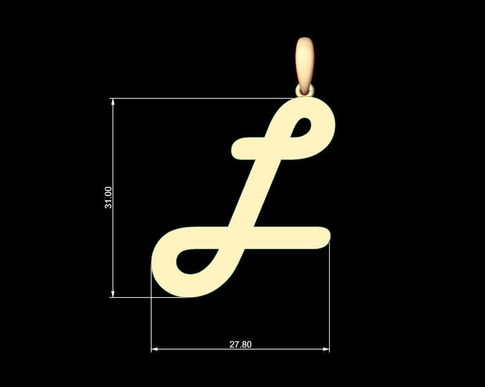 Initial Letters Pendant Harlow L 3D print model_4