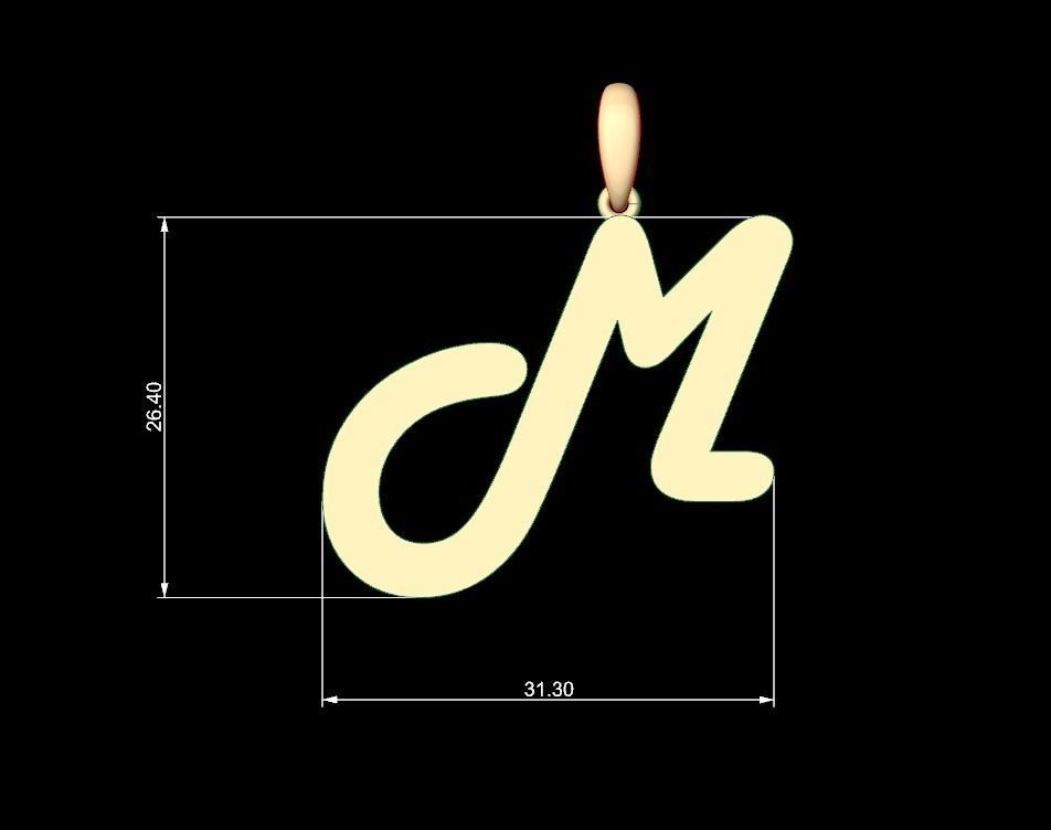 Initial Letters Pendant Harlow M 3D print model_4
