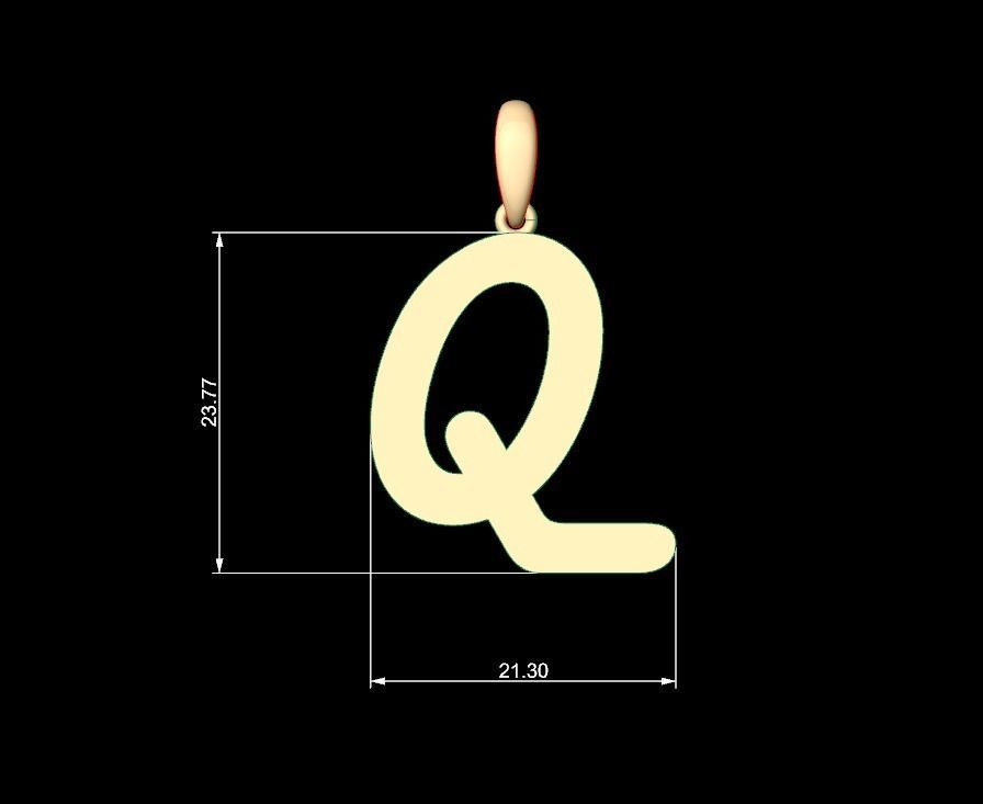 Initial Letters Pendant Harlow Q 3D print model_4