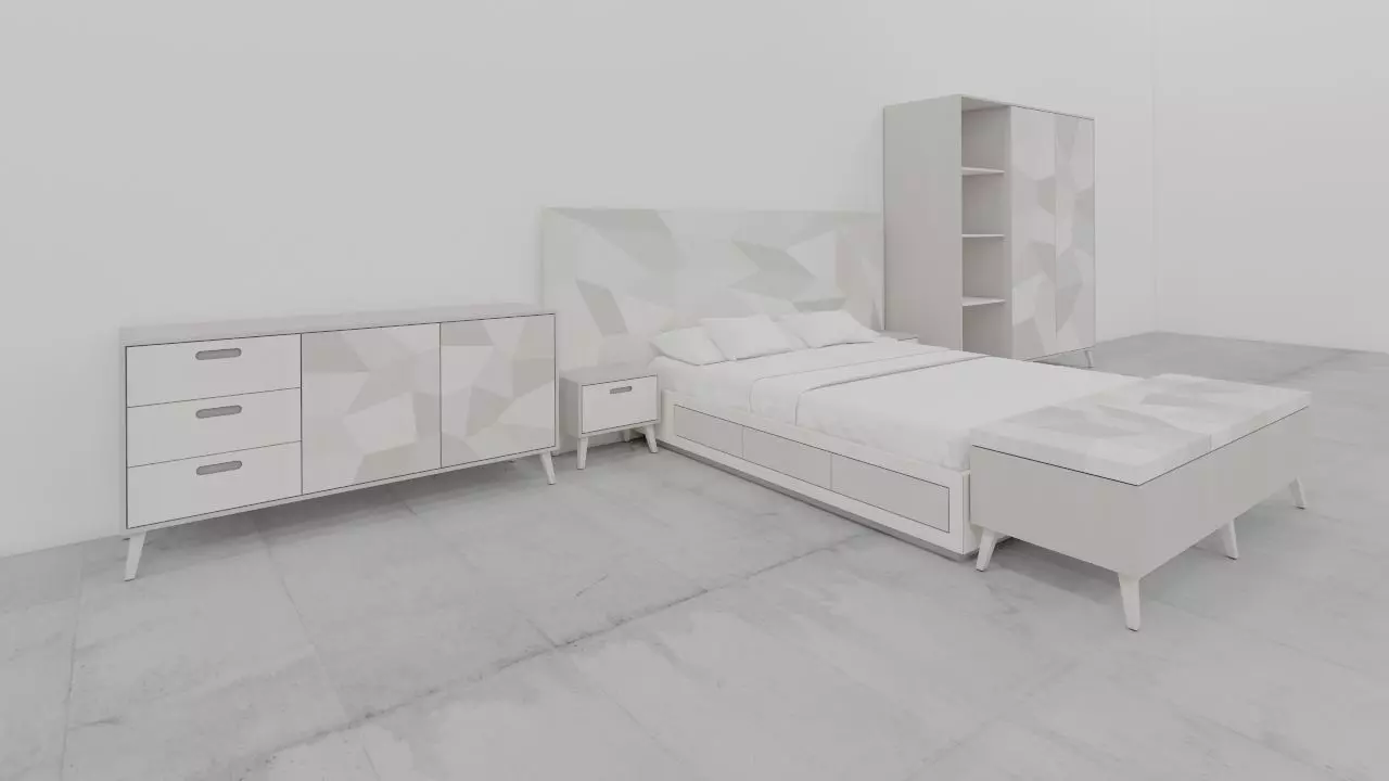 mrarq  recamara king size completa Low-poly 3D model_0