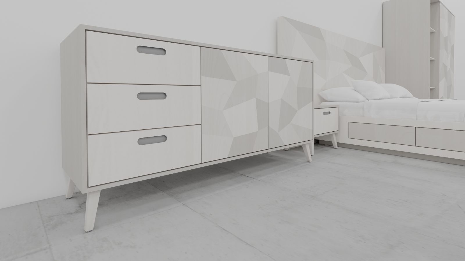 mrarq  recamara king size completa Low-poly 3D model_2