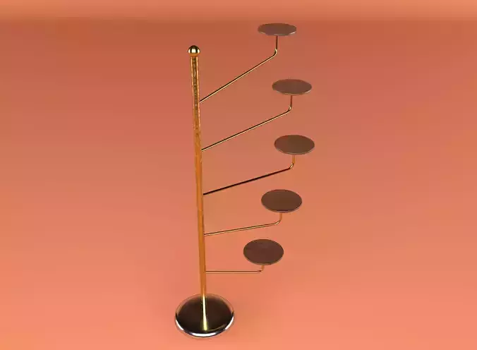 Shelf floor lamp with four wooden circles