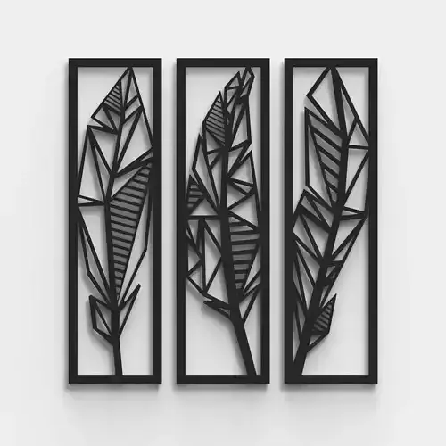 Metal Wall Decoration Bird Feather 3D model
