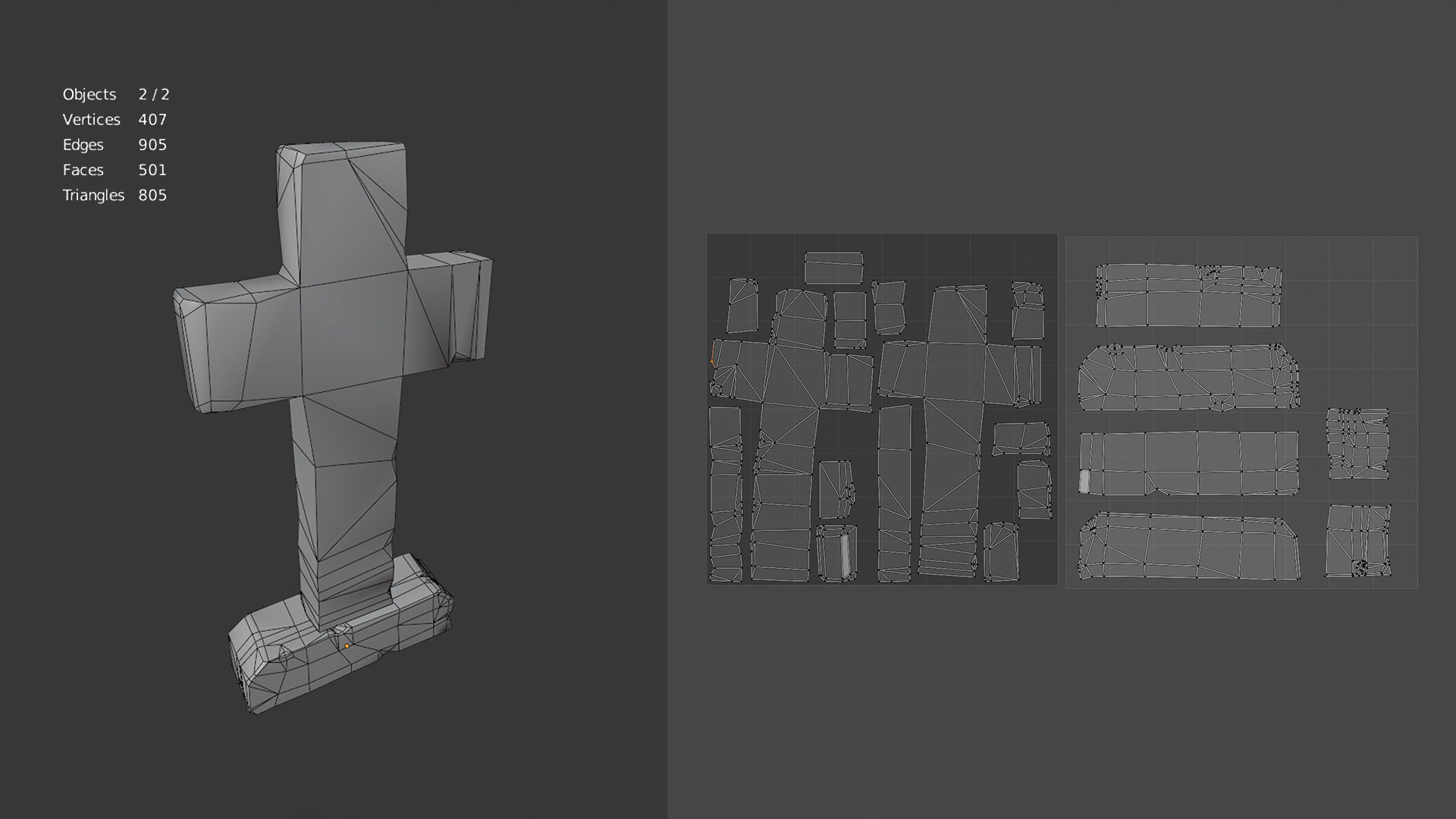 Tombstone - 3D model - Game Ready four tombstones Low-poly 3D model_9