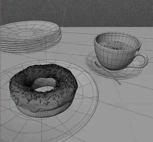donut cup saucer and spoon