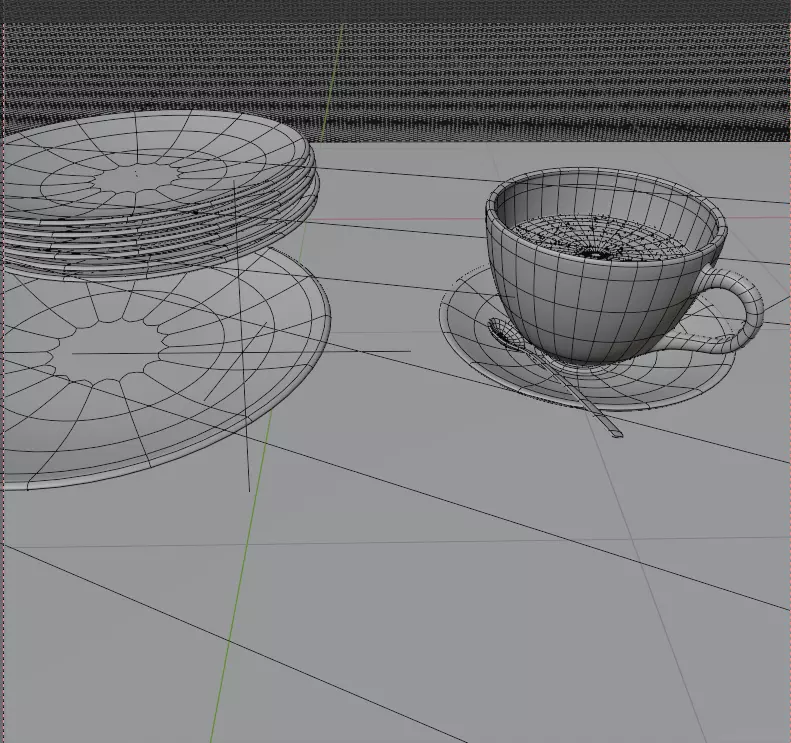 cup of coffe and plates Free 3D model_0