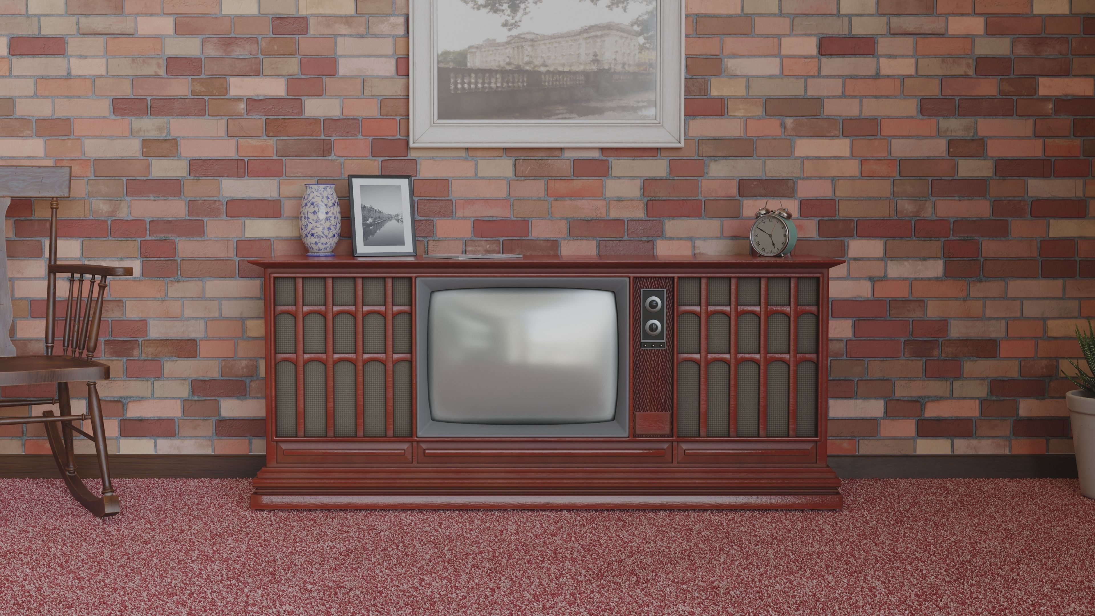 Antique Television Low-poly 3D model_2