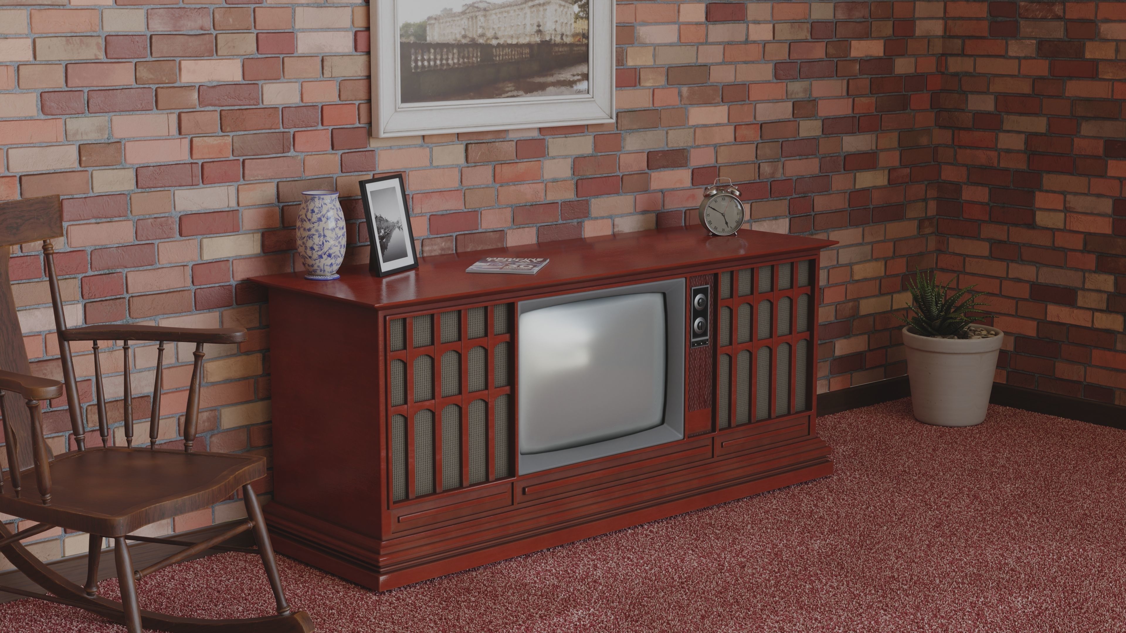 Antique Television Low-poly 3D model_1