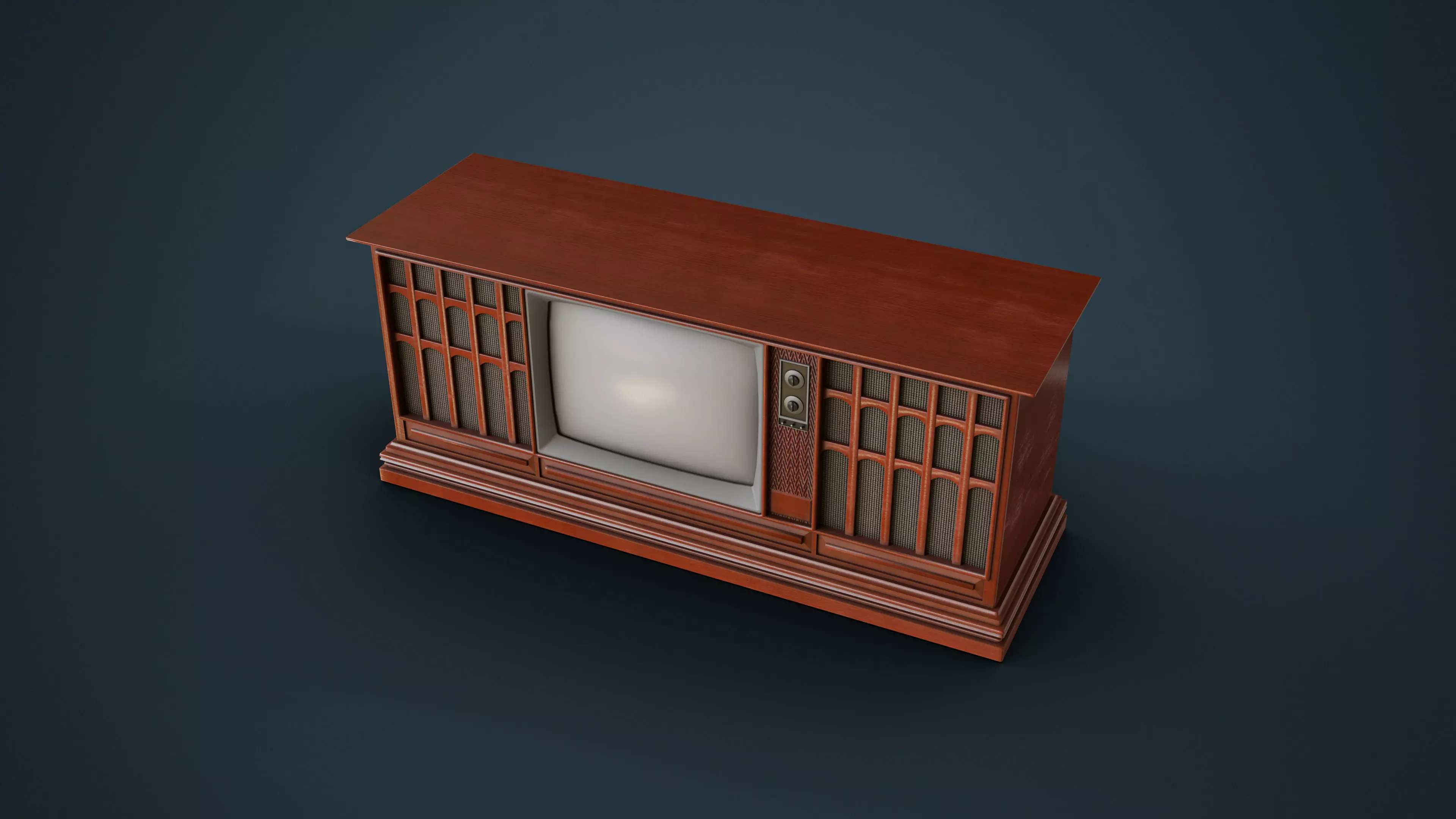 Antique Television Low-poly 3D model_3