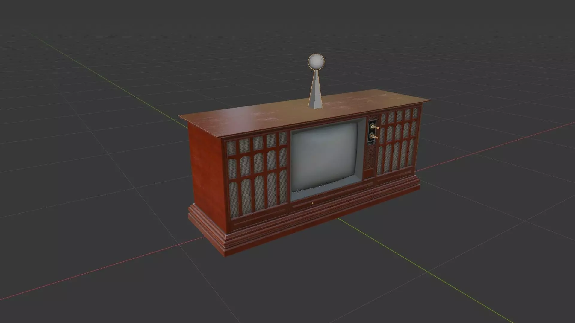 Antique Television Low-poly 3D model_8