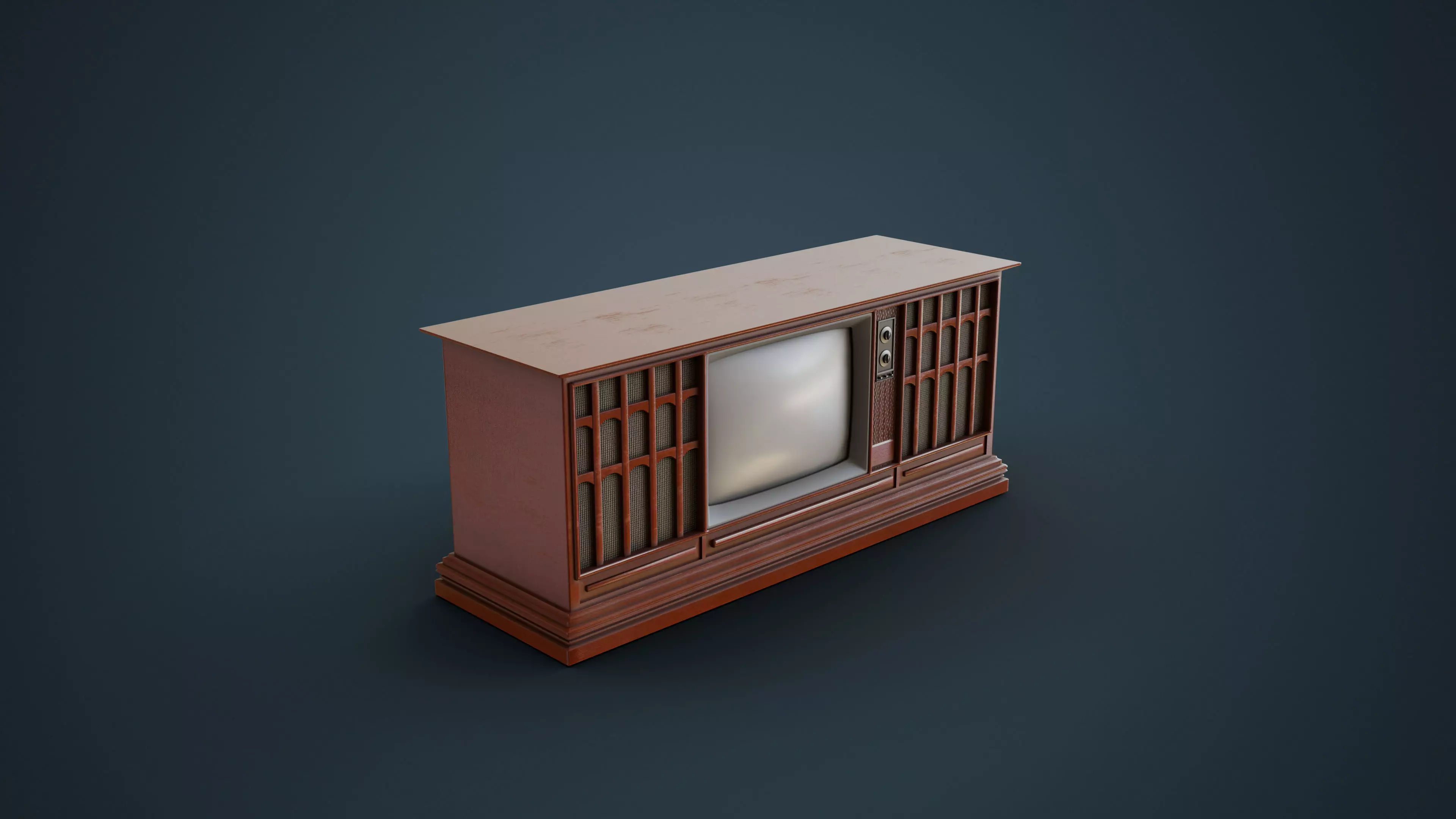 Antique Television Low-poly 3D model_0