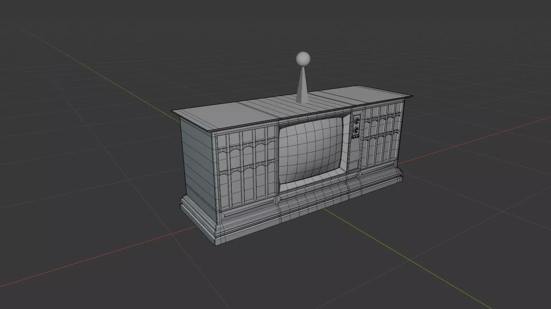 Antique Television Low-poly 3D model_10