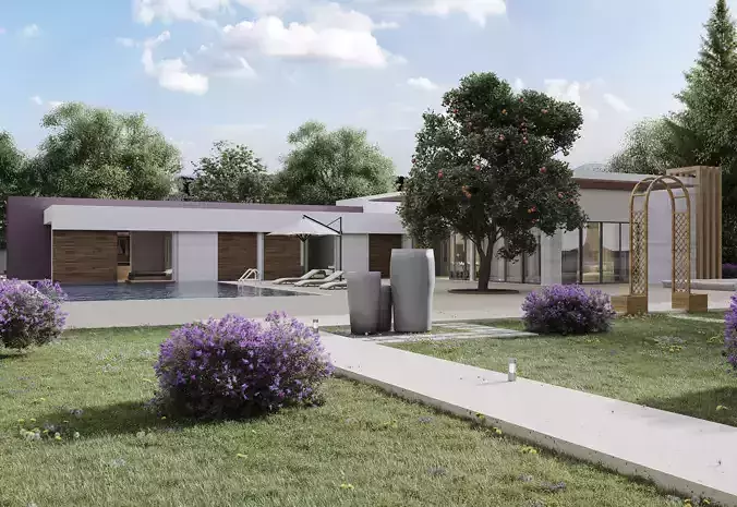  3d Modern Villa Ready Scene With All Settings