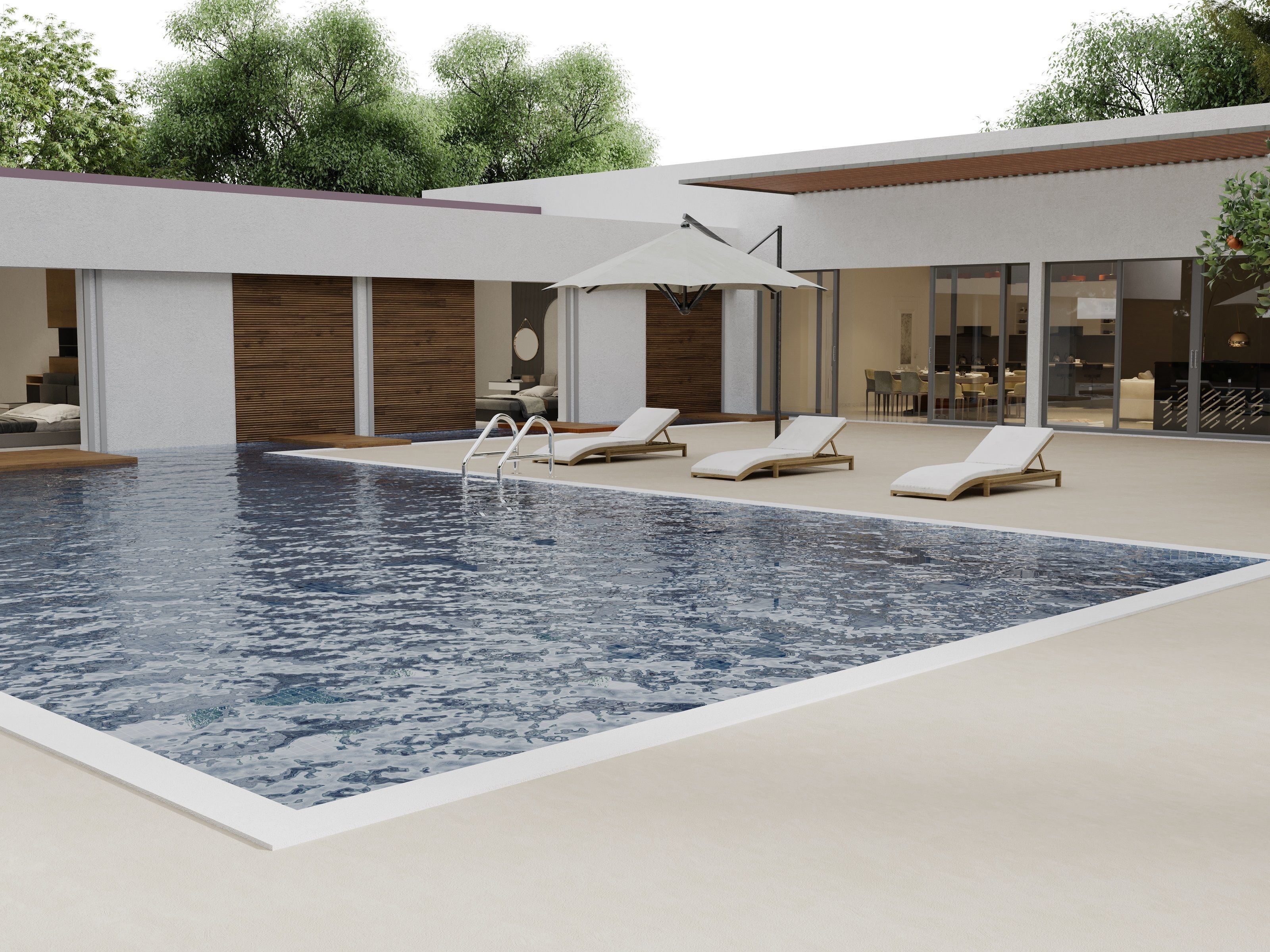 3d Modern Villa Ready Scene With All Settings Low-poly 3D model_3