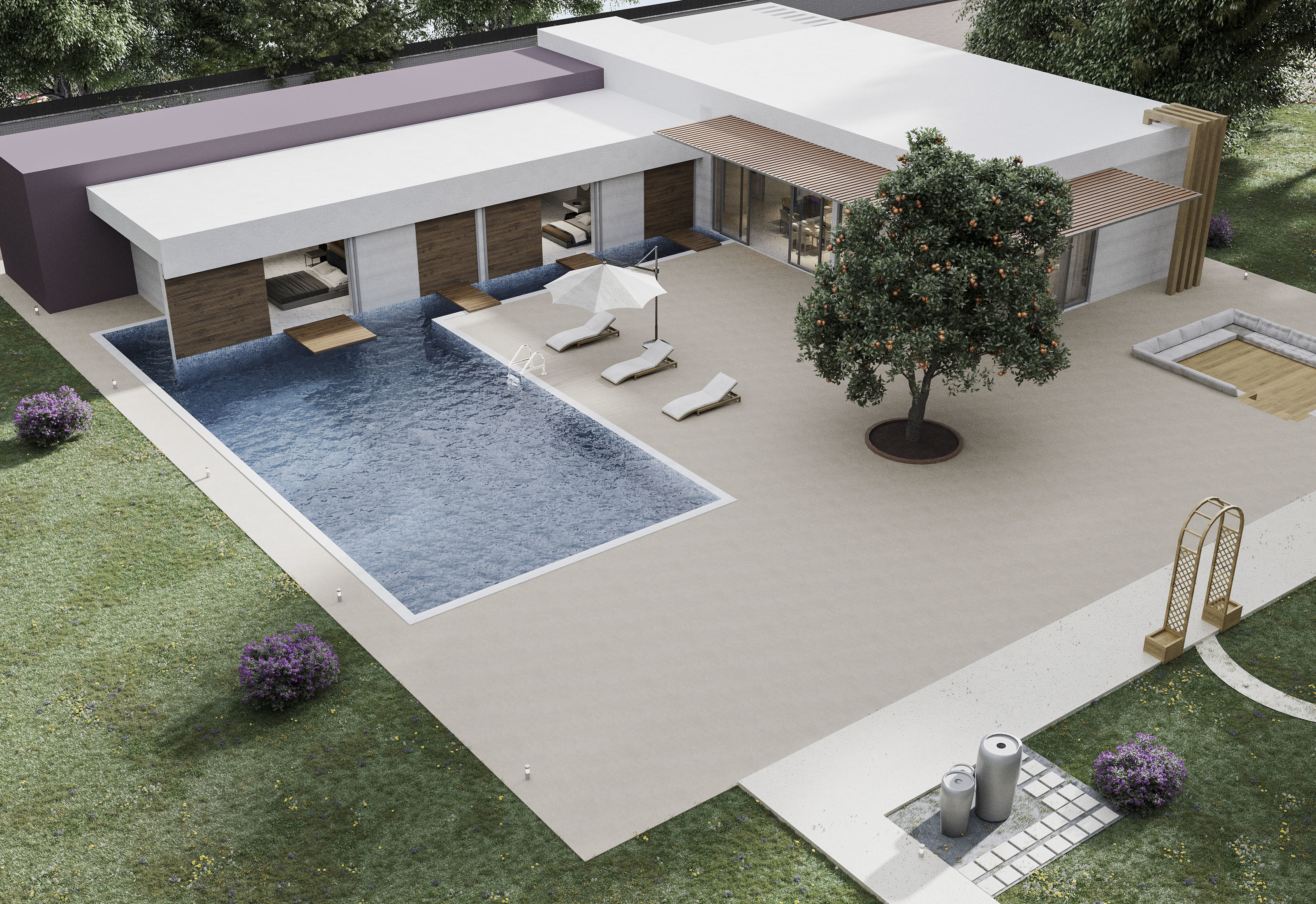 3d Modern Villa Ready Scene With All Settings Low-poly 3D model_2