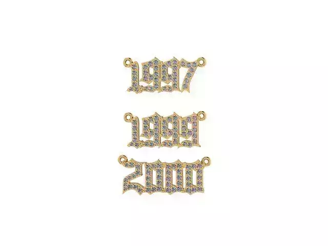 Customized Old English Diamond Year Pendant