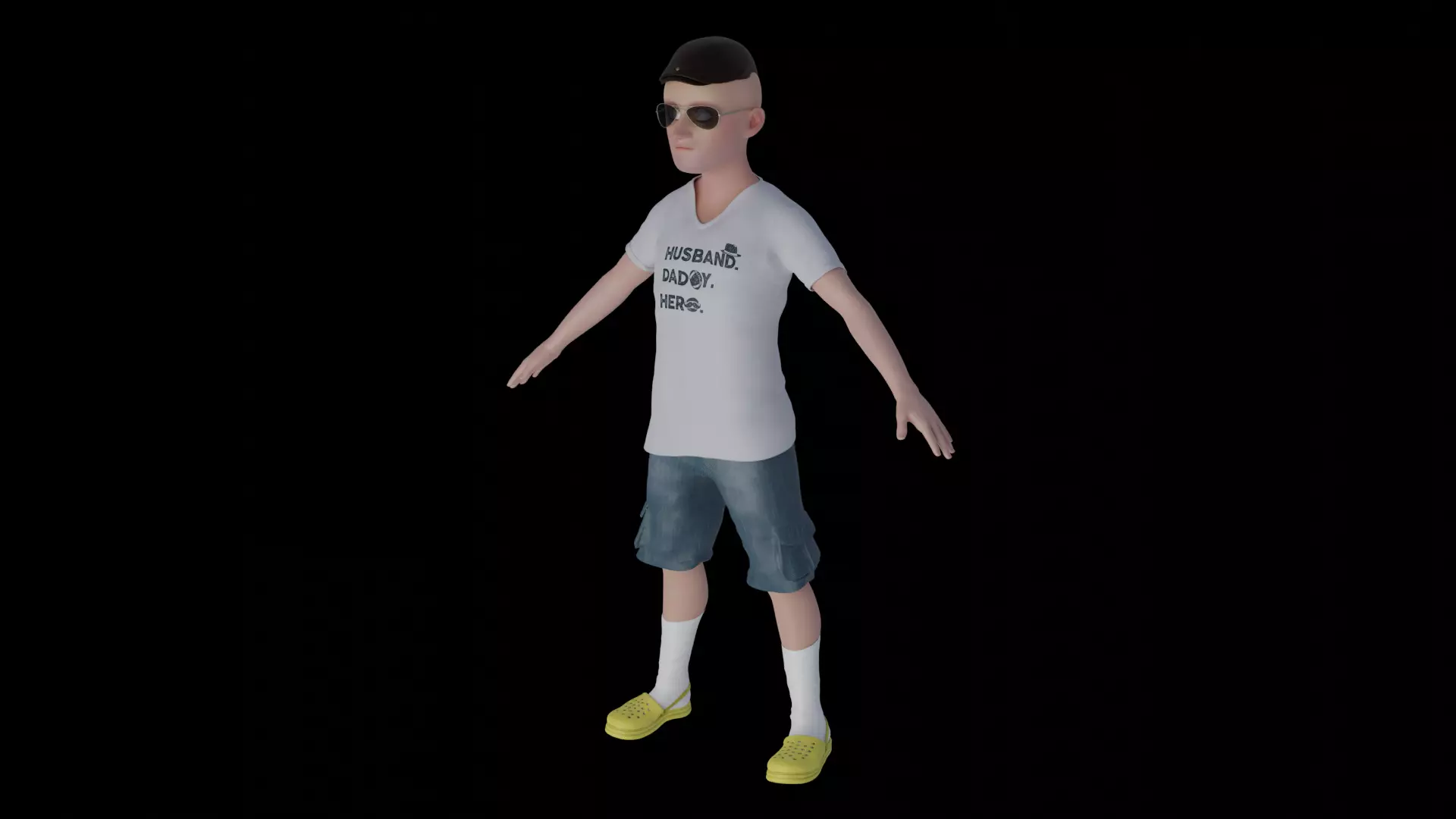 Man Character Old School Small Man 3D model_0