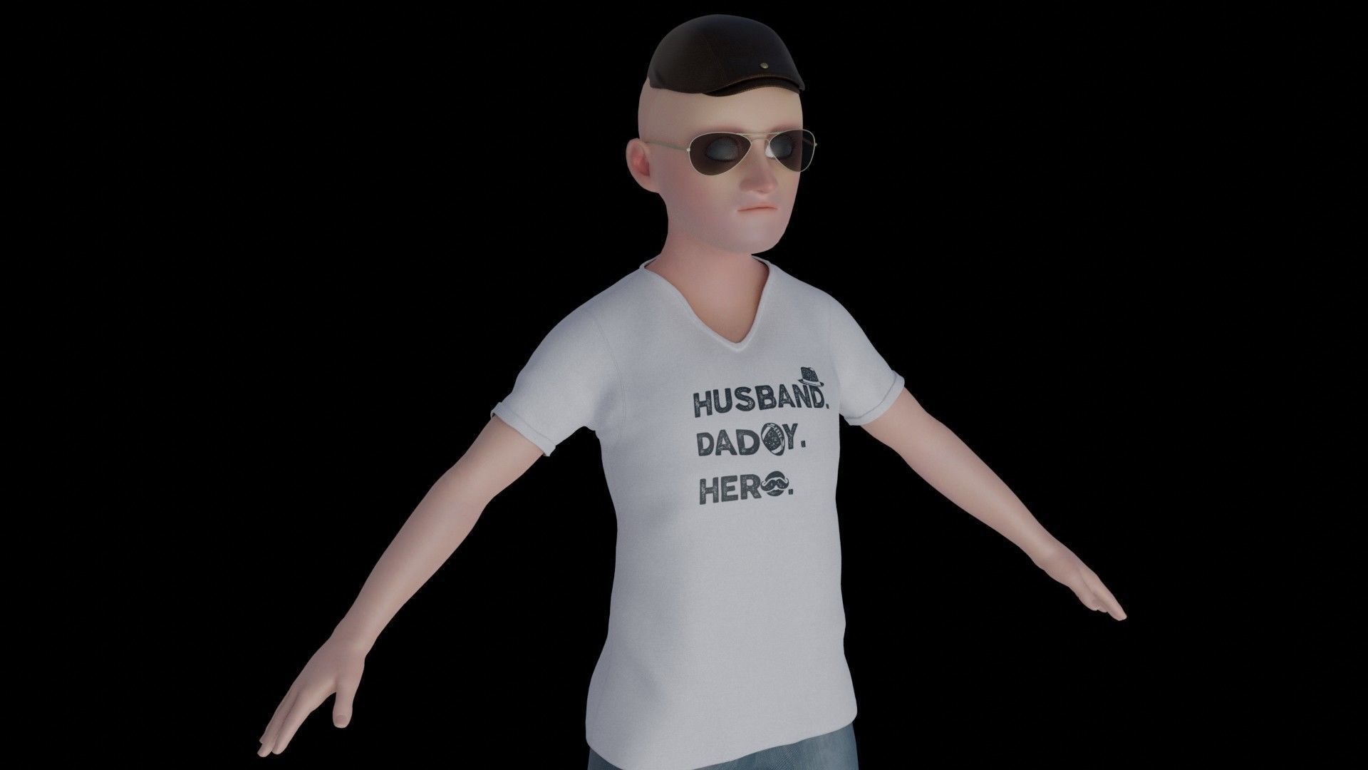 Man Character Old School Small Man 3D model_3