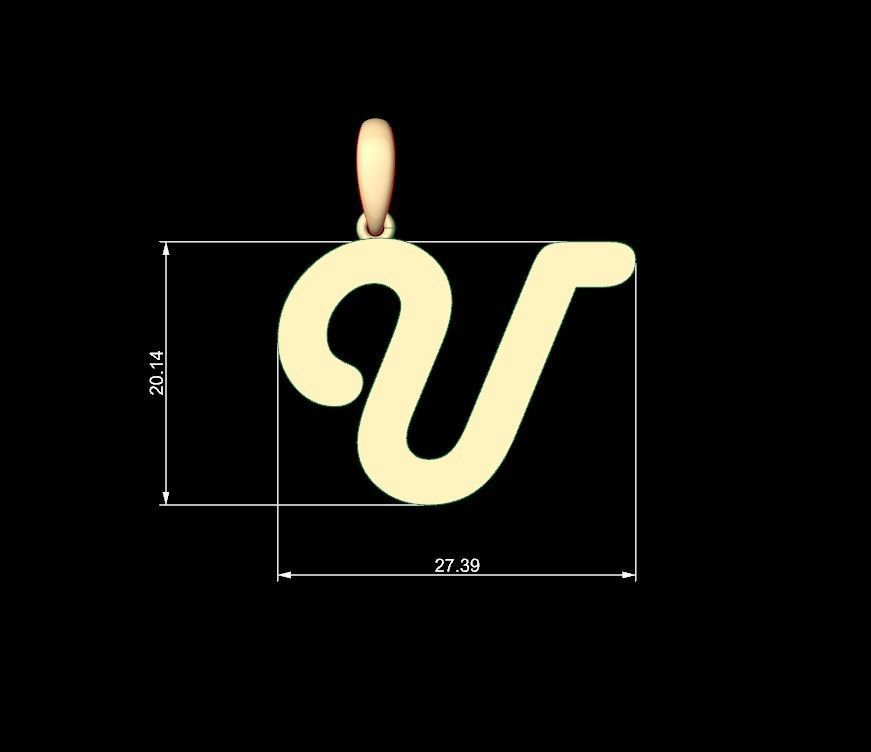 Initial Letters Pendant Harlow U 3D print model_4
