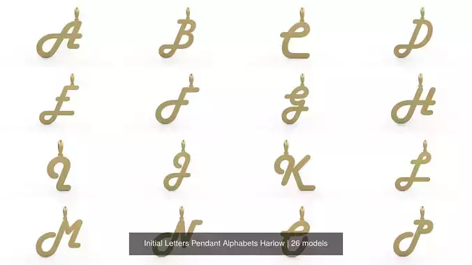 Initial Letters Pendant Alphabets Harlow 3D Model Collection