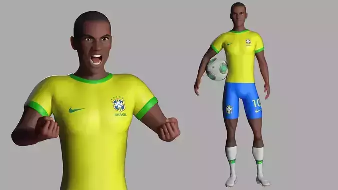 Cartoon footballer Low-poly 3D model