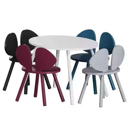 Mouse Wooden Kids Chair and Table Set by Nofred 3D model