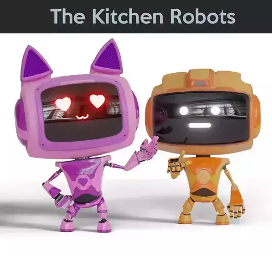 Kitchen Robots - Cute Robots collection Rigged and Animated Low-poly 3D model Kitchen Robots - Cute Robots collection Rigged and Animated Low-poly 3D model