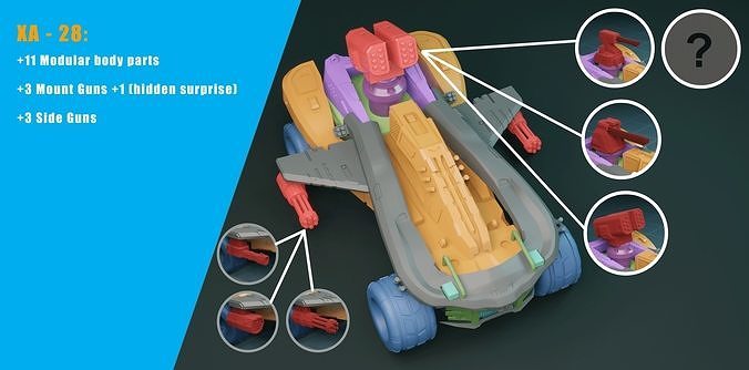 XA-28 toy vehicle wheels 3D print model