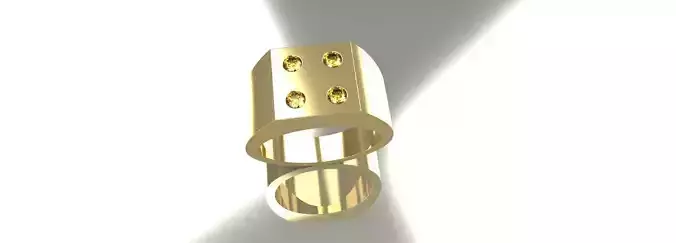 Square Diamond Ring Size 11 Flush Set Round Gems Gold Jewelry