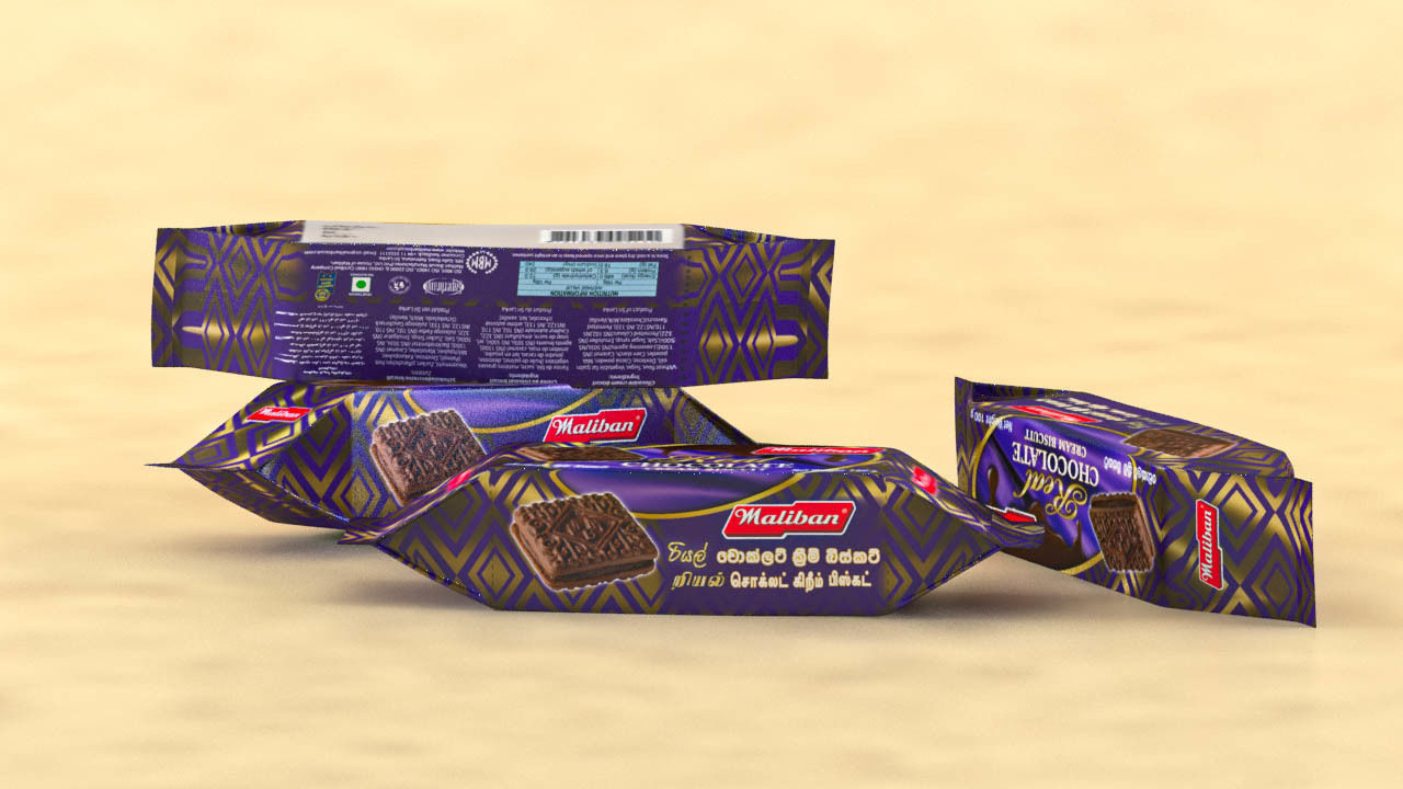 Biscuit Packet 3D model Low-poly 3D model_1