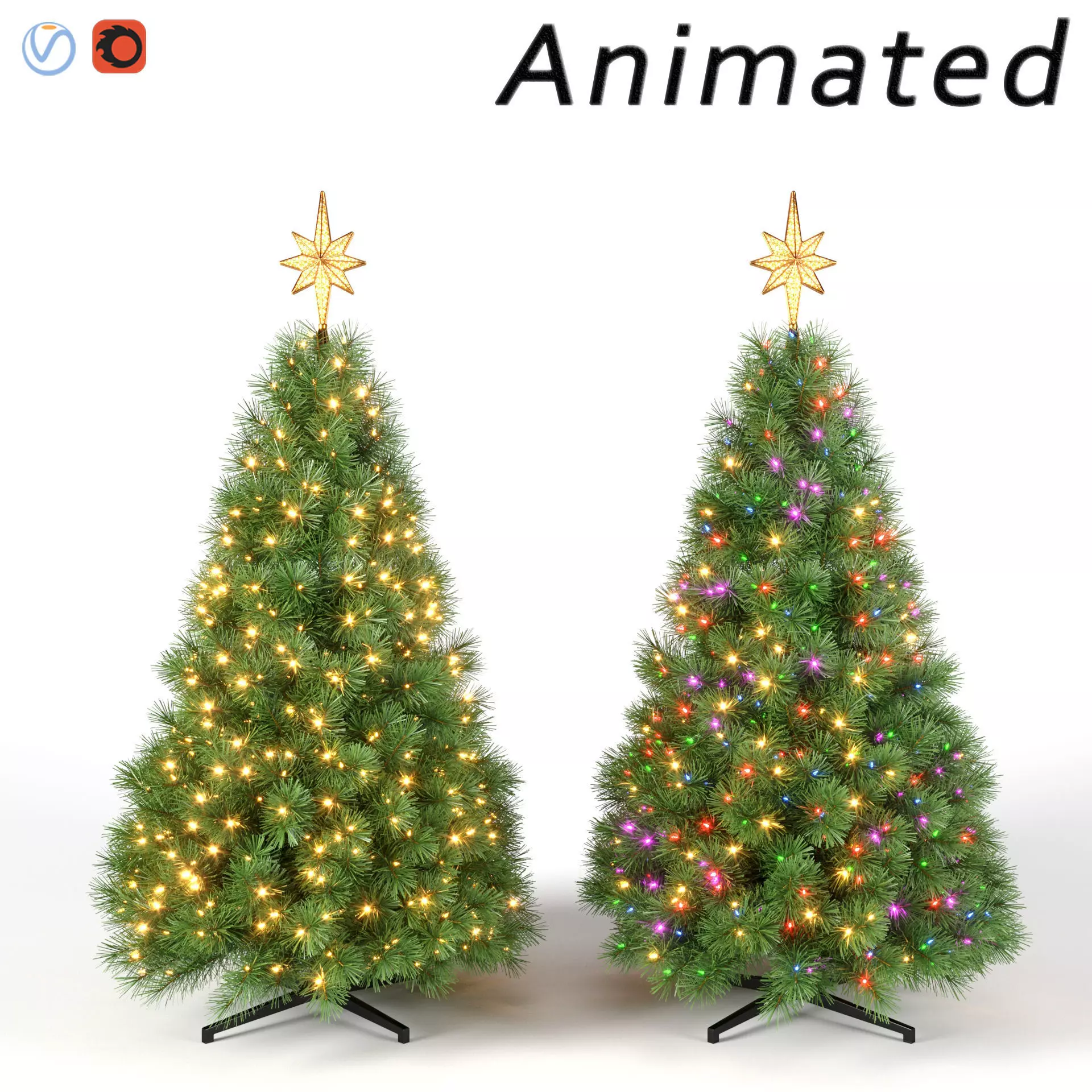 Christmas Tree with Animated Lights - Set 2 3D model_0