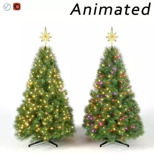 Christmas Tree with Animated Lights - Set 2 3D model