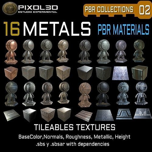 Metals  16 PBR Tileable Textures Texture