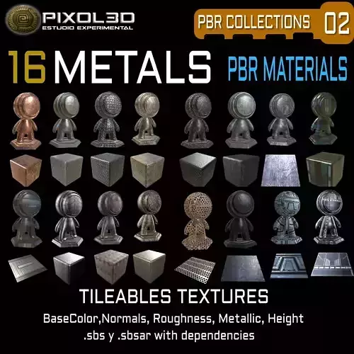 Metals  16 PBR Tileable Textures Texture
