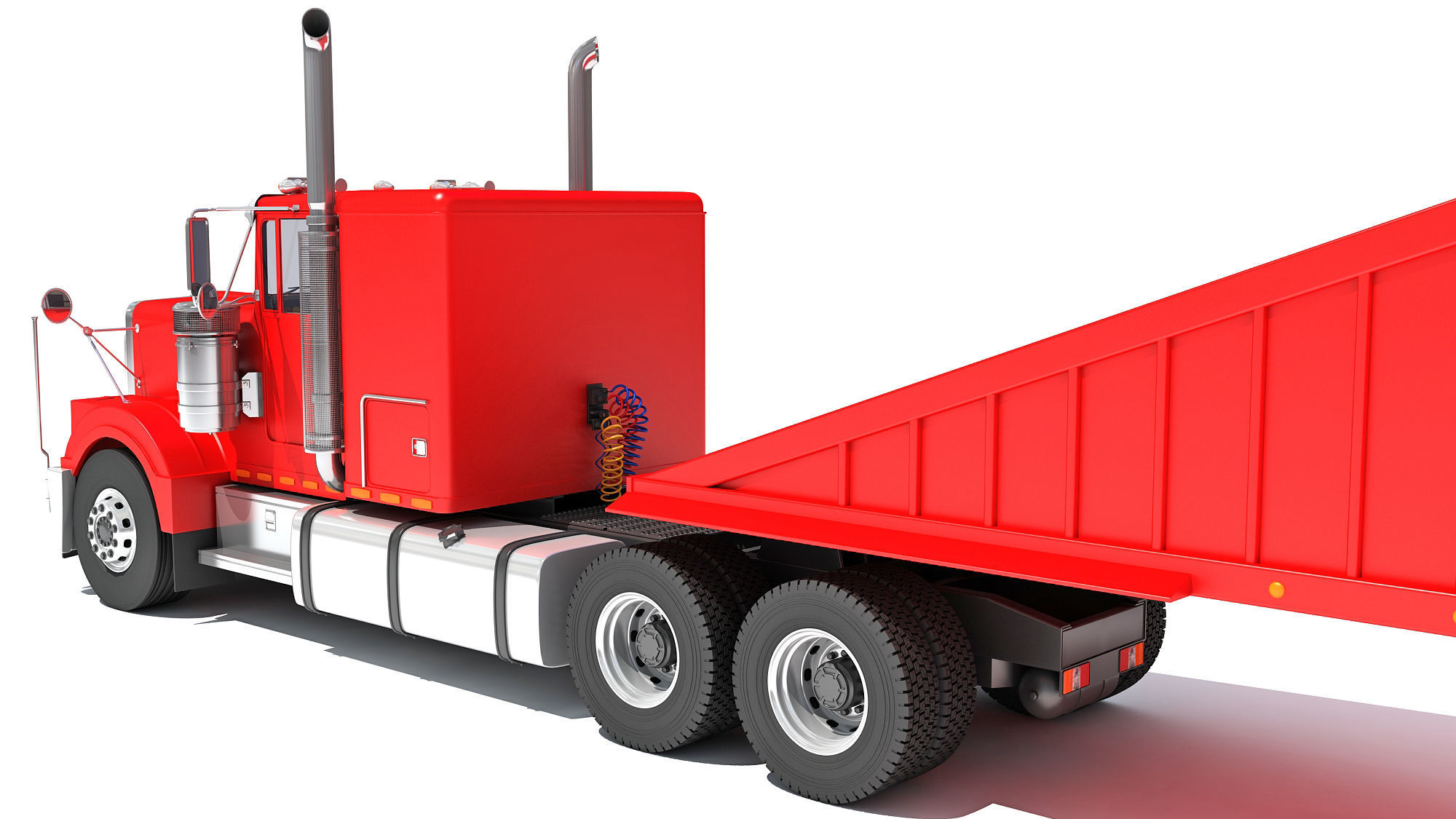 Truck with Bottom Dump Trailer 3D model_13