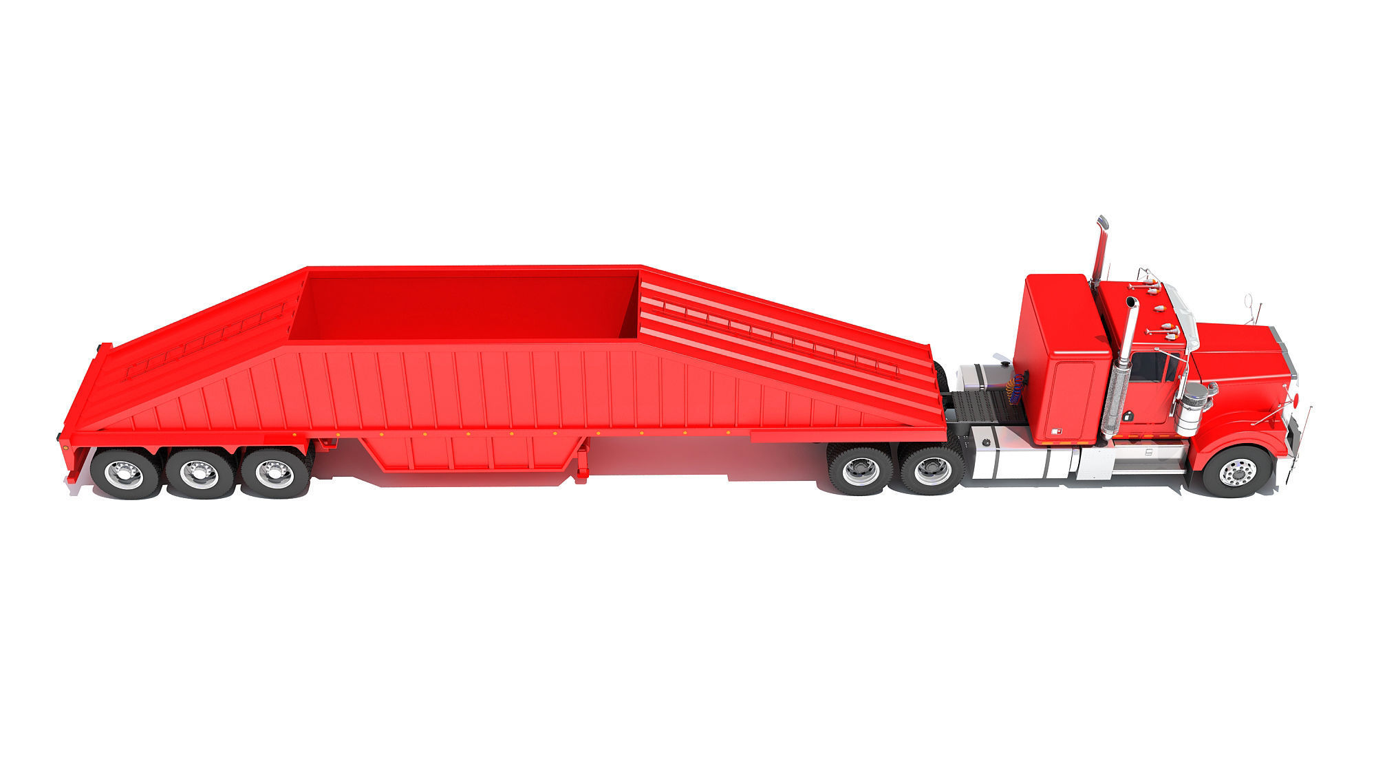Truck with Bottom Dump Trailer 3D model_6