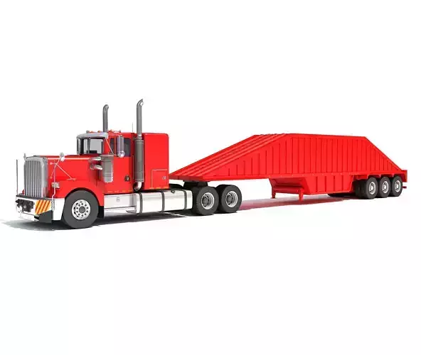 Truck with Bottom Dump Trailer 3D model