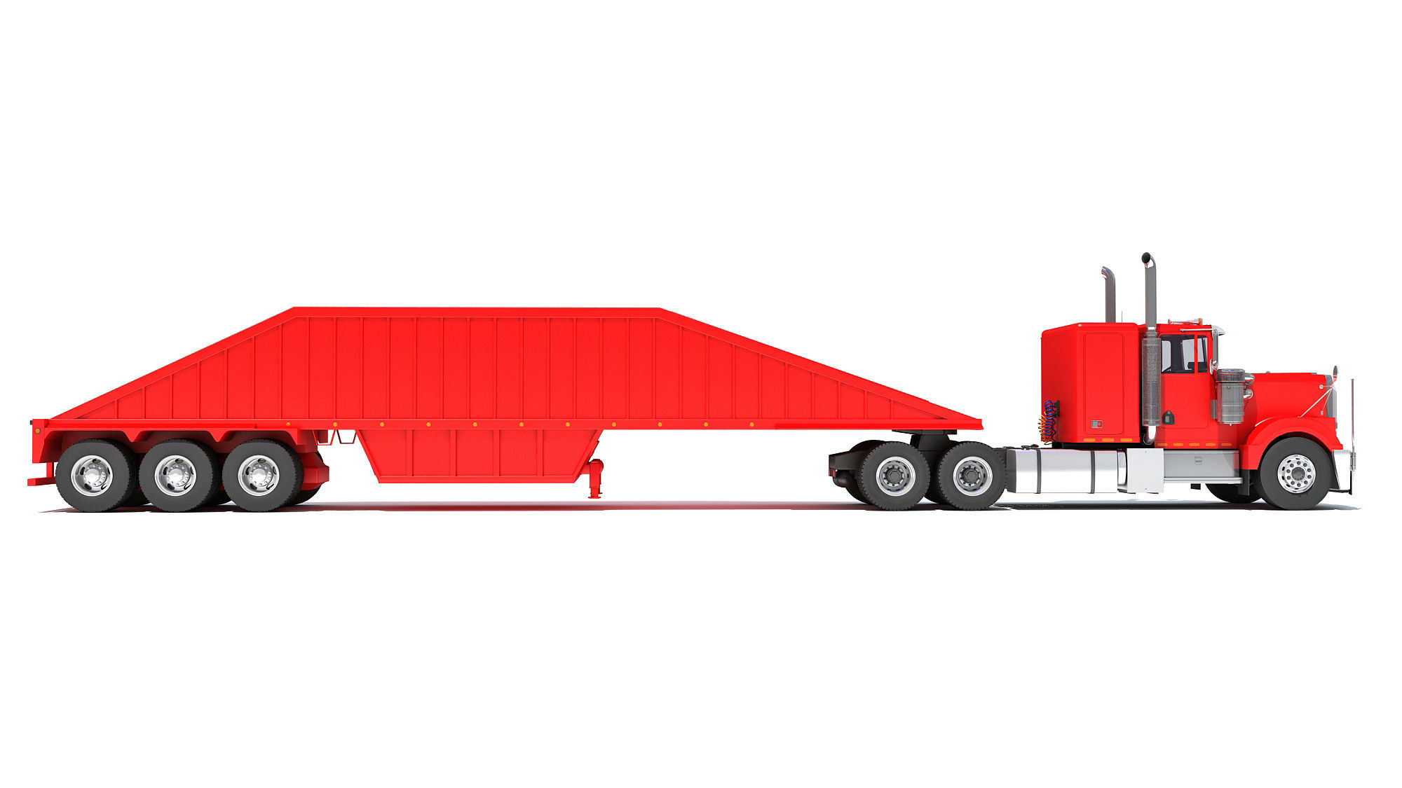Truck with Bottom Dump Trailer 3D model_5