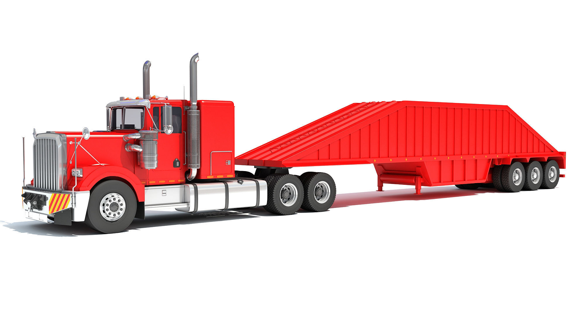 Truck with Bottom Dump Trailer 3D model_10