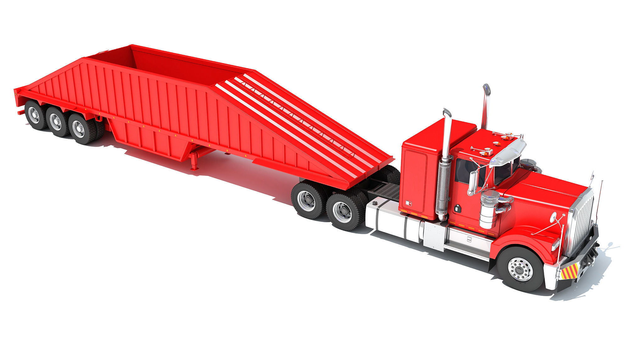 Truck with Bottom Dump Trailer 3D model_7