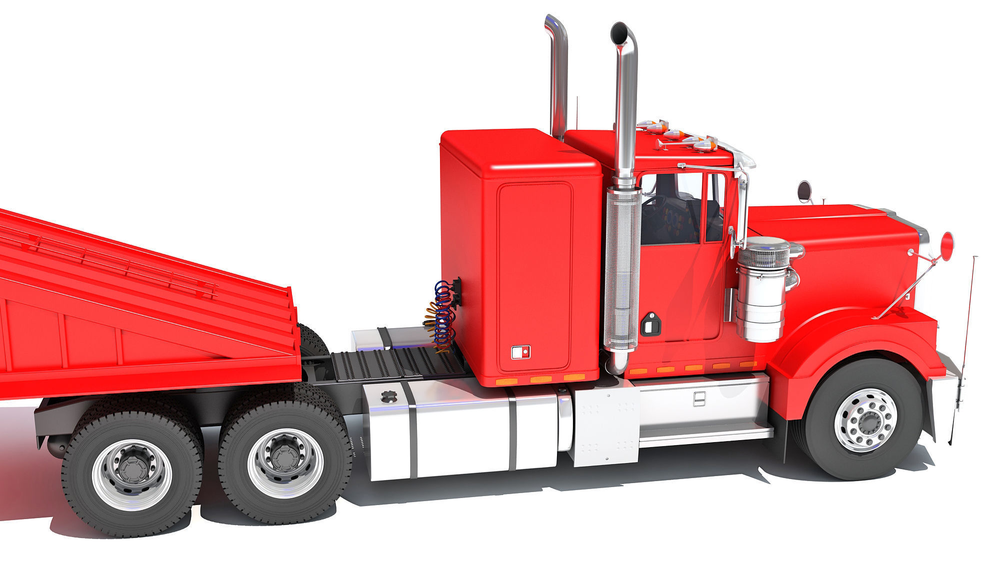 Truck with Bottom Dump Trailer 3D model_16