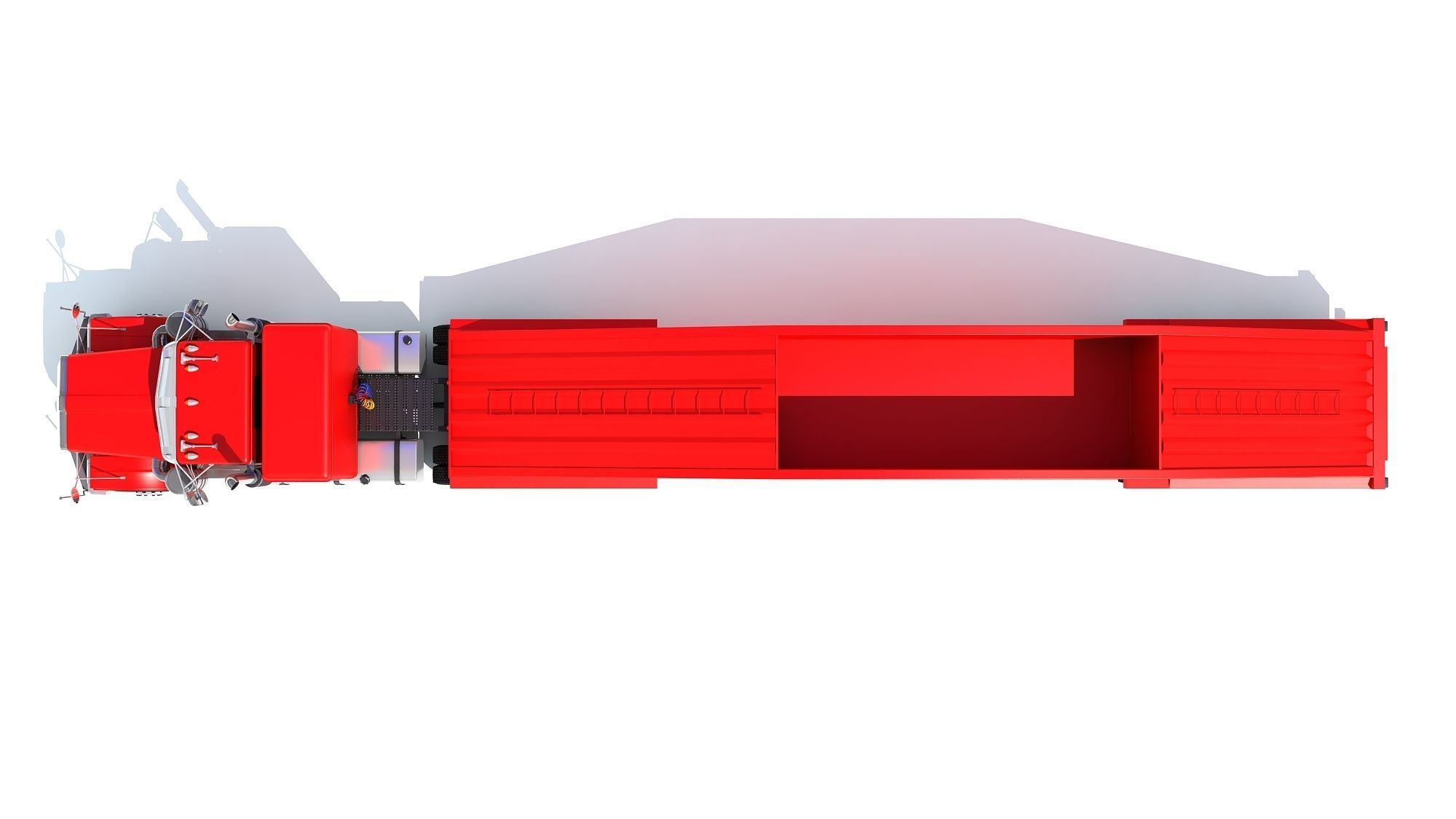 Truck with Bottom Dump Trailer 3D model_11