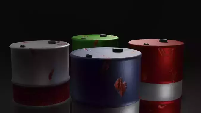 Oil Barrel 4 Pack Low-poly 3D model