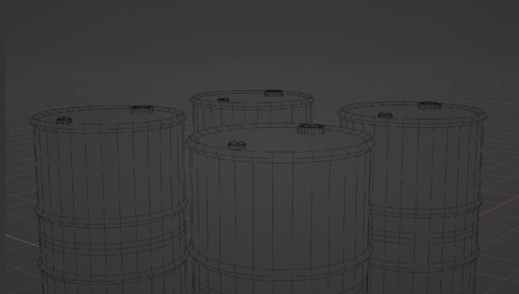 Oil Barrel 4 Pack Low-poly 3D model_2