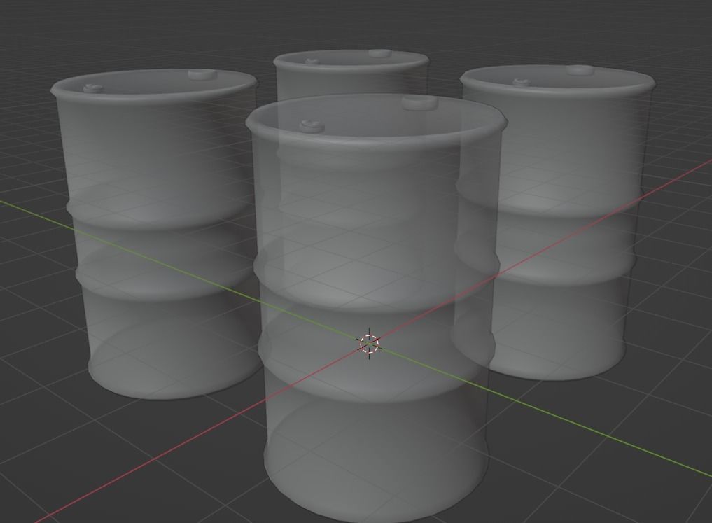 Oil Barrel 4 Pack Low-poly 3D model_3