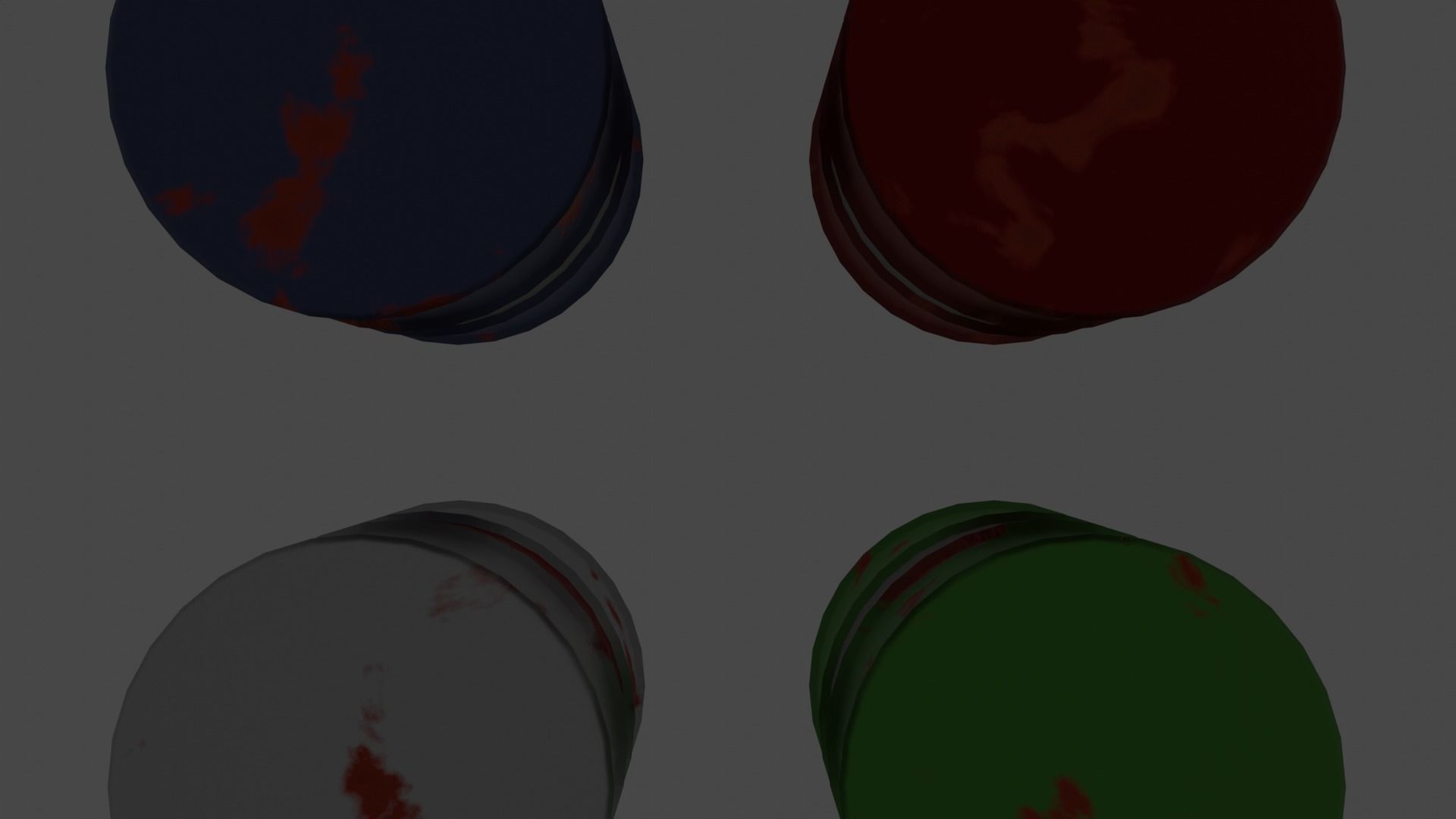 Oil Barrel 4 Pack Low-poly 3D model_4